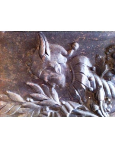 Antico controcuore in ghisa d'arte per camino in marmo neoclassico