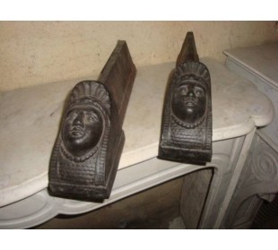 038 COPPIA DI ALARI PER CAMINETTO "RETOUR D'EGYPTE"