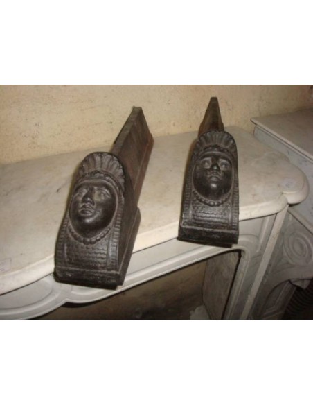 038 COPPIA DI ALARI PER CAMINETTO "RETOUR D'EGYPTE"