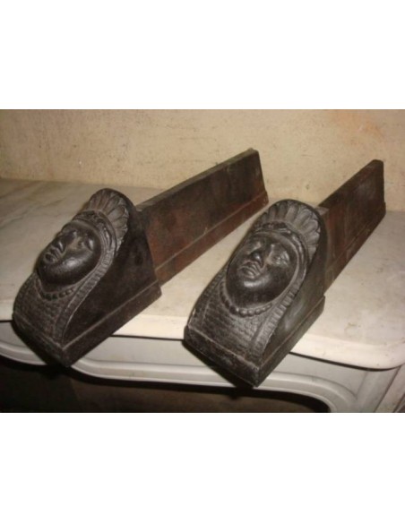 038 COPPIA DI ALARI PER CAMINETTO "RETOUR D'EGYPTE"