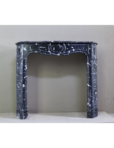 019 CAMINETTO LUIGI XV "POMPADOUR PLAT" SCOLPITO IN MARMO NERO MARQUINIA