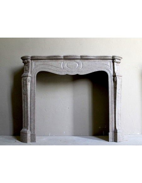 Antique Louis XV fireplace mantel carved in beautiful Lunel beige marble