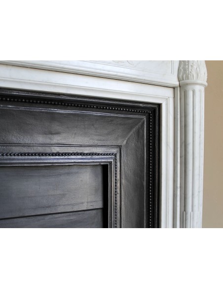 249 AG CAMINO NEOCLASSICO "RAMO D'ULIVO" A COLONNE IN MARMO BIANCO "PURO" DI CARRARA