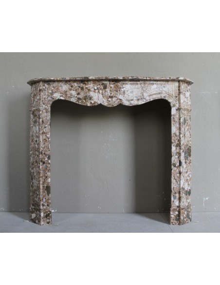 Camino antico in marmo scolpito nella seconda metà dell'ottocento. Questo caminetto è in marmo Breccia dei Pirenei.