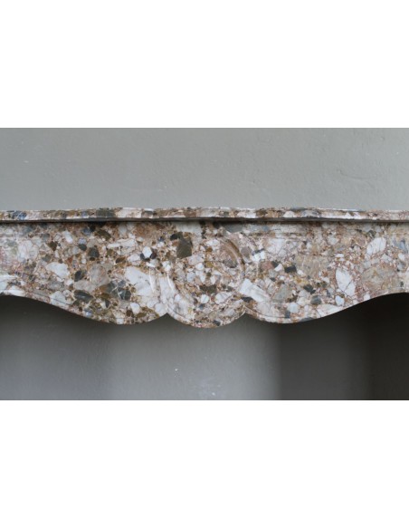 077 ORIGINALE CAMINETTO LUIGI XV "POMPADOUR PLAT" IN BRECCIA DEI PIRENEI