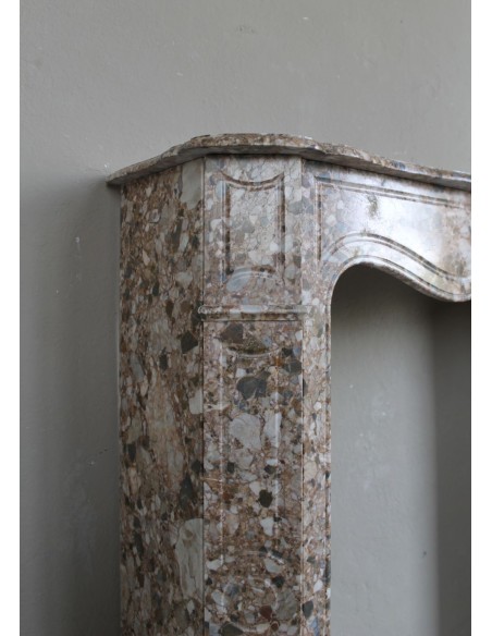 077 ORIGINALE CAMINETTO LUIGI XV "POMPADOUR PLAT" IN BRECCIA DEI PIRENEI