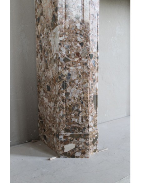 077 ORIGINALE CAMINETTO LUIGI XV "POMPADOUR PLAT" IN BRECCIA DEI PIRENEI