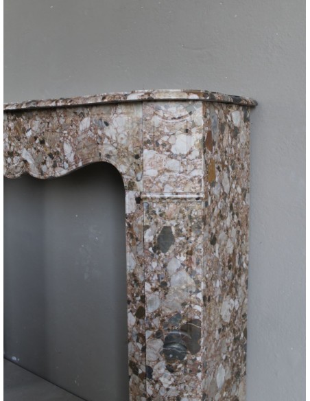 077 ORIGINALE CAMINETTO LUIGI XV "POMPADOUR PLAT" IN BRECCIA DEI PIRENEI