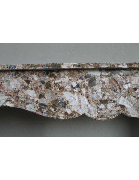 077 ORIGINALE CAMINETTO LUIGI XV "POMPADOUR PLAT" IN BRECCIA DEI PIRENEI