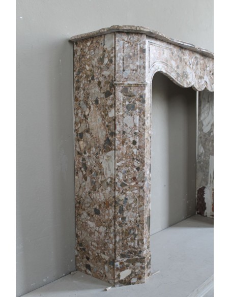 077 ORIGINALE CAMINETTO LUIGI XV "POMPADOUR PLAT" IN BRECCIA DEI PIRENEI