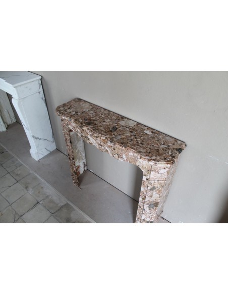 077 ORIGINALE CAMINETTO LUIGI XV "POMPADOUR PLAT" IN BRECCIA DEI PIRENEI