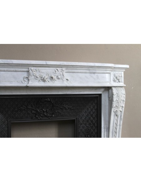 230 AG NEOCLASSICO "LOUIS SEIZE VERSAILLES" SCOLPITO IN MARMO BIANCO CARRARA "PURO"