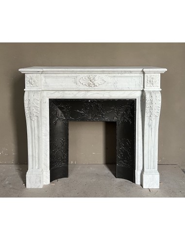 222 AG CAMINO LUIGI XVI "TROIS FLEURS" SCOLPITO IN MARMO BIANCO DI CARRARA