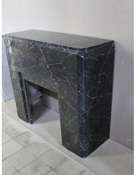 715 CAMINO ANTICO "ART DECO" SCOLPITO IN MARMO NERO MARQUINIA GOLD