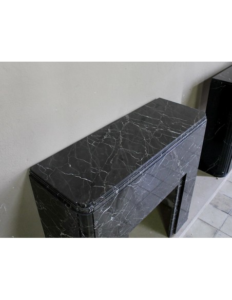 715 CAMINO ANTICO "ART DECO" SCOLPITO IN MARMO NERO MARQUINIA GOLD