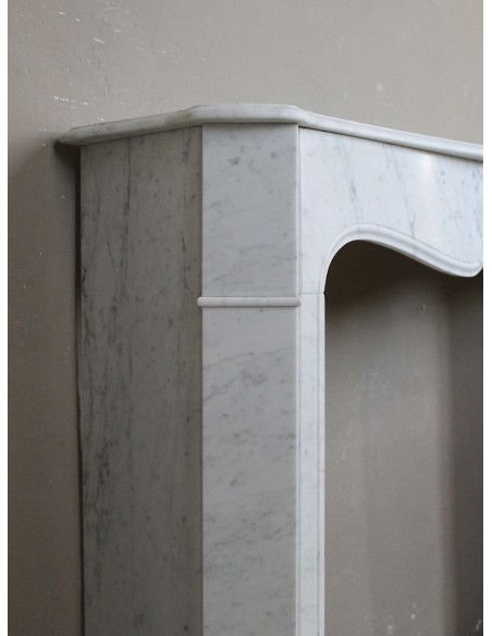 001 CAMINETTO LUIGI XV "POMPADOUR PLAT" MINIMALISTA IN MARMO BIANCO "P"