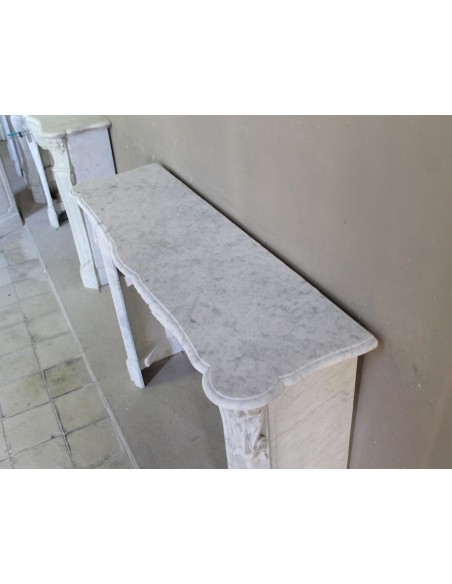 071 CAMINETTO FLOREALE "LOUIS XV CÔTE D'AZUR" SCOLPITO IN MARMO BIANCO DI CARRARA