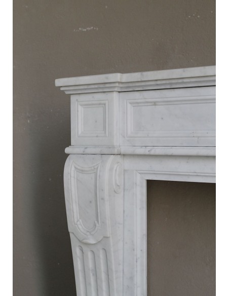 229 CAMINO LUIGI XVI "LANGUETTE CLASSIQUE"  IN CANDIDISSIMO MARMO BIANCO "P" CARRARA