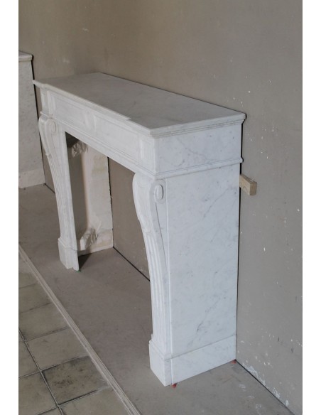 229 CAMINO LUIGI XVI "LANGUETTE CLASSIQUE"  IN CANDIDISSIMO MARMO BIANCO "P" CARRARA