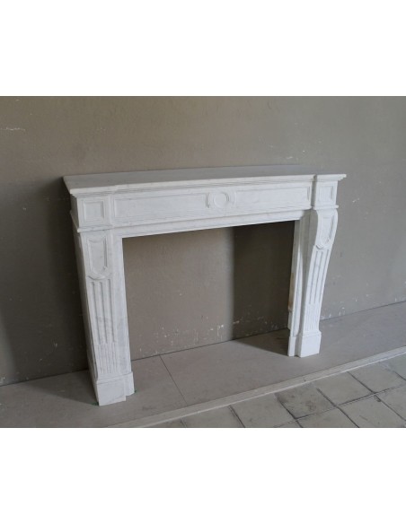 229 CAMINO LUIGI XVI "LANGUETTE CLASSIQUE"  IN CANDIDISSIMO MARMO BIANCO "P" CARRARA