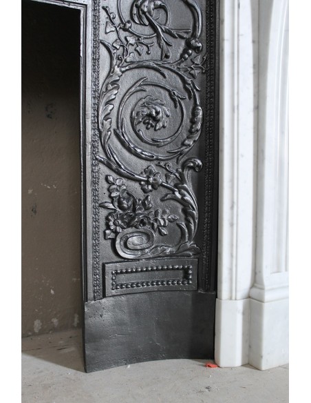 258 AG CAMINO LUIGI XVI "TROIS FLEURS PERLÉ" SCOLPITO IN MARMO BIANCO "PURO" DI CARRARA