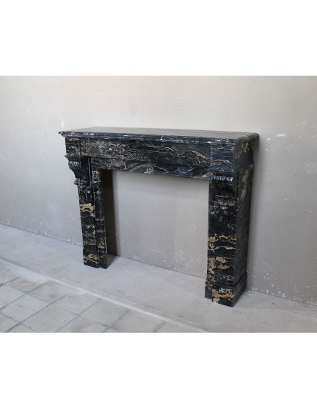 409 CAMINETTO LUIGI FILIPPO "PALMETTES" IN PREZIOSO MARMO PORTORO "GOLD"