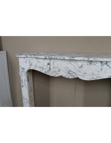 Caminetto barocco antico Pompadour Plat in marmo bianco venato Calacatta Verde