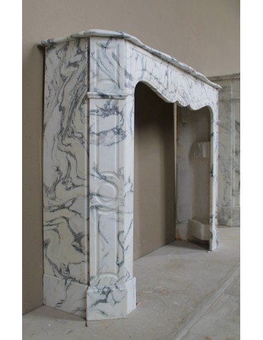 Caminetto barocco antico Pompadour Plat in marmo bianco venato Calacatta Verde