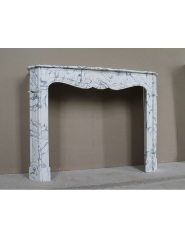 Caminetto barocco antico Pompadour Plat in marmo bianco venato Calacatta Verde