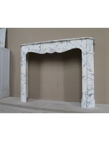 Caminetto barocco antico Pompadour Plat in marmo bianco venato Calacatta Verde