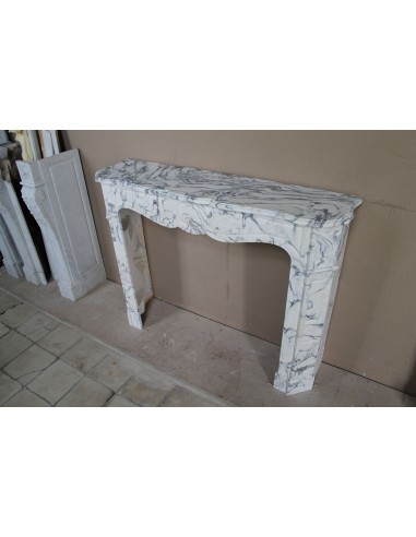 Caminetto barocco antico Pompadour Plat in marmo bianco venato Calacatta Verde