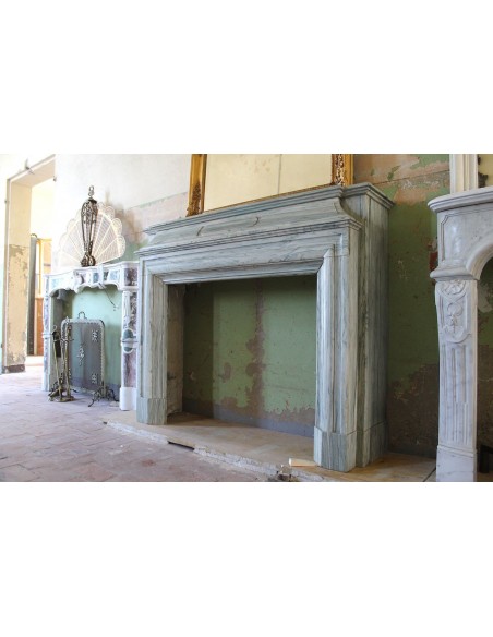 324 IMPONENTE CAMINO BOUDIN "VERSAILLES" IN PREZIOSO MARMO "ACQUAMARINA"