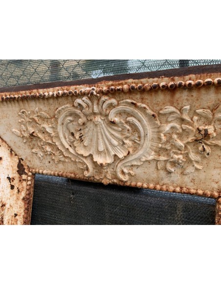 CG 022 RAFFINATO CAMINETTO CONTROCUORE CON ELEMENTI FLOREALI IN FUSIONE DI GHISA D'ARTE