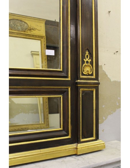 031G ORIGINALE CAMINIERA NEOCLASSICA IN LEGNO, LACCA ED ORO