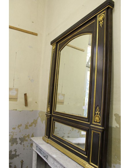 031G ORIGINALE CAMINIERA NEOCLASSICA IN LEGNO, LACCA ED ORO