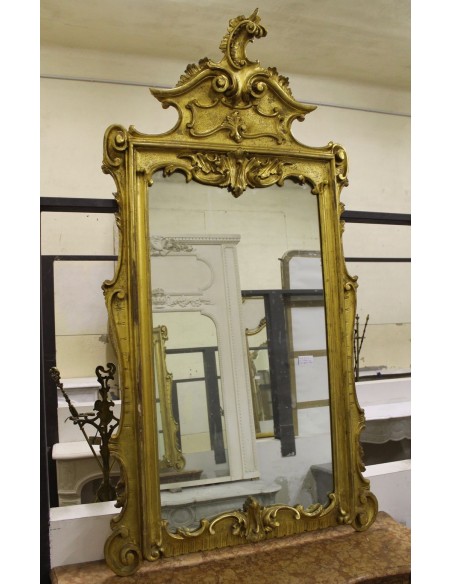 396G SPECCHIERA-CAMINERA BAROCCA, ROMA, TUTTO INTAGLIO SU LEGNO