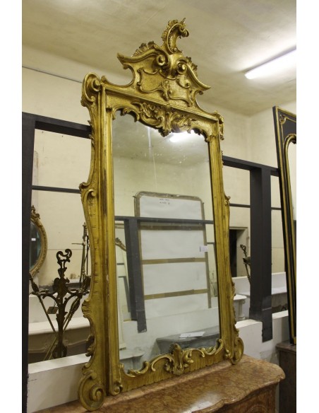 396G SPECCHIERA-CAMINERA BAROCCA, ROMA, TUTTO INTAGLIO SU LEGNO