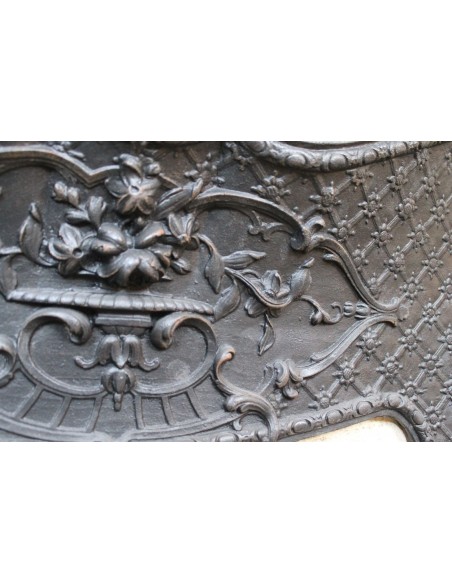 CG 077D ORIGINALE CONTROCUORE CAMINO "PANIER FLEURI" IN GHISA D'ARTE