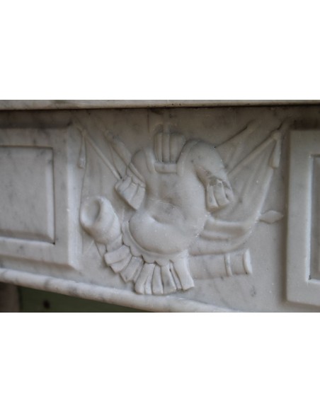 237 CAMINO D'EPOCA LUIGI XVI IN MARMO BIANCO DI CARRARA