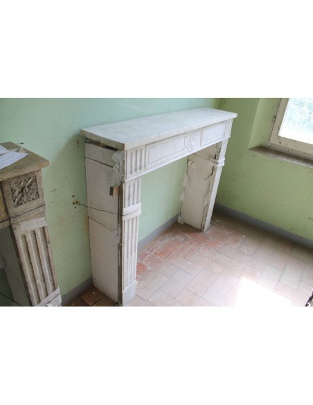 237 CAMINO D'EPOCA LUIGI XVI IN MARMO BIANCO DI CARRARA