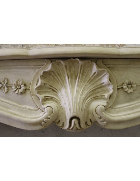 926 RARISSIMO, FLOREALE E DELIZIOSO CAMINETTO "TRANSIZIONE" IN PIERRE DORÉE