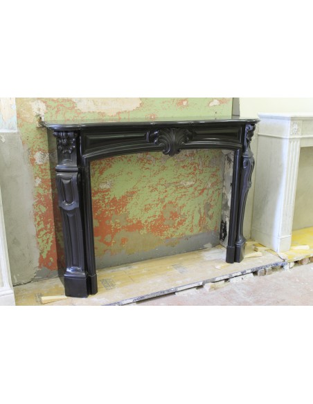 039 RARISSIMO CAMINETTO "TRANSIZIONE" IN MARMO NERO DEL BELGIO