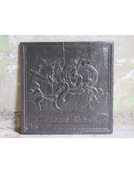 132 GRANDE PIASTRA ART NOUVEAU, ALLEGORIA DA DECIFRARE