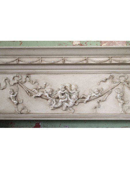 1003 AG IMPORTANTE E FIRMATISSIMO CAMINO IN ESSENZA DI PINO E STUCCHI D'ARTE