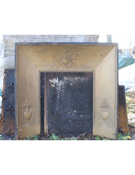 CG 072 FINE CONTROCUORE CAMINETTO "PANIER FLEURI" IN GHISA D'ARTE