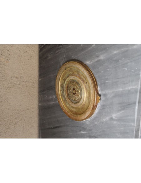 210 CAMINETTO LUIGI XVI A COLONNA SCOLPITO IN MARMO BARDIGLIO IMPERIALE