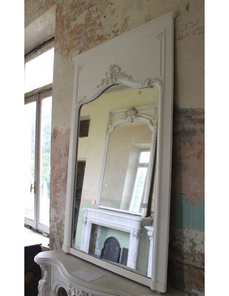 018M CAMINIERA LUIGI XV A PANNELLO CON DECORAZIONI FLOREALI E SPECCHIO D'ORIGINE