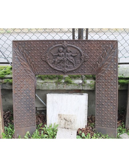 CG 069 CAMINETTO CONTROCUORE NEOCLASSICO IN GHISA ARTISTICA