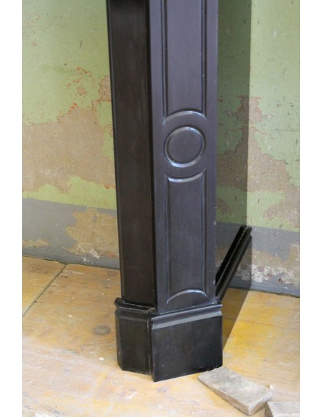 032 CAMINETTO LUIGI XV POMPADOUR "PLAT" SCOLPITO IN MARMO NERO DEL BELGIO