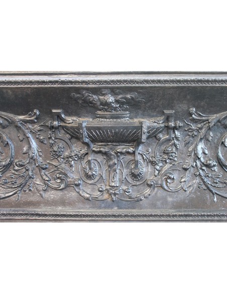 CG 066 CONTROCUORE CAMINO NEOCLASSICO "ROSACES" DI FINISSIMA FATTURA IN FUSIONE DI GHISA D'ARTE